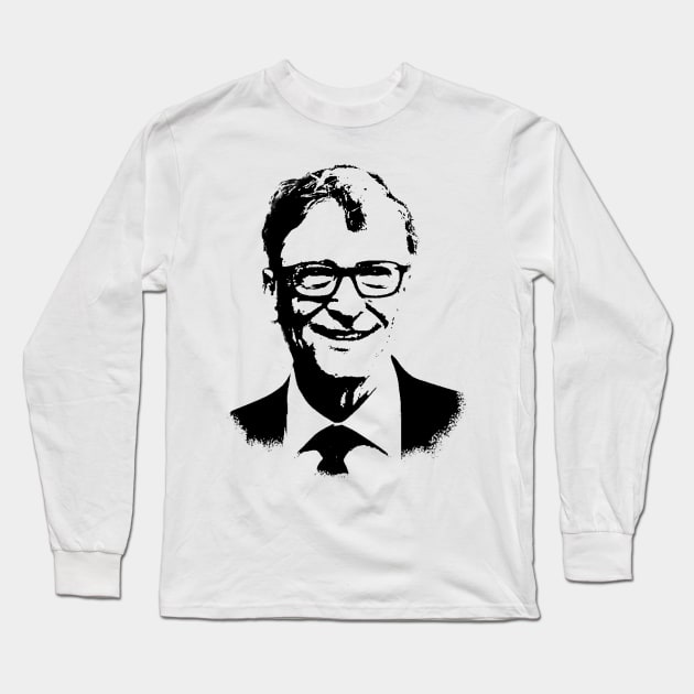 Bill Gates Pop Art Portrait Long Sleeve T-Shirt by phatvo